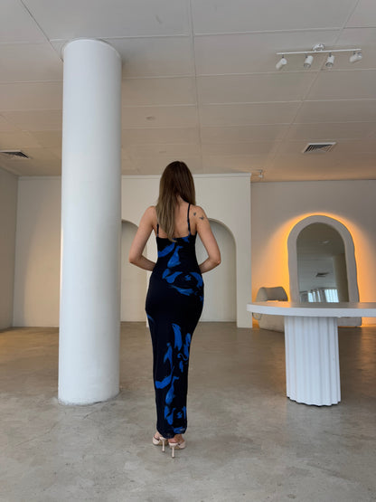 RITA DRESS - BLACK/BLUE