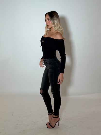 SKAI KNIT TOP - BLACK