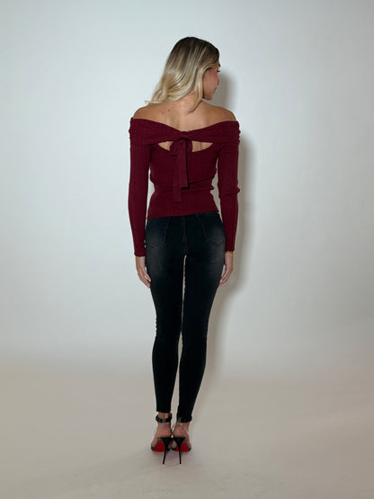 PAYTON KNIT TOP - MERLOT