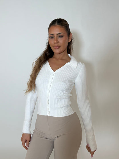 LYNN KNIT TOP - WHITE