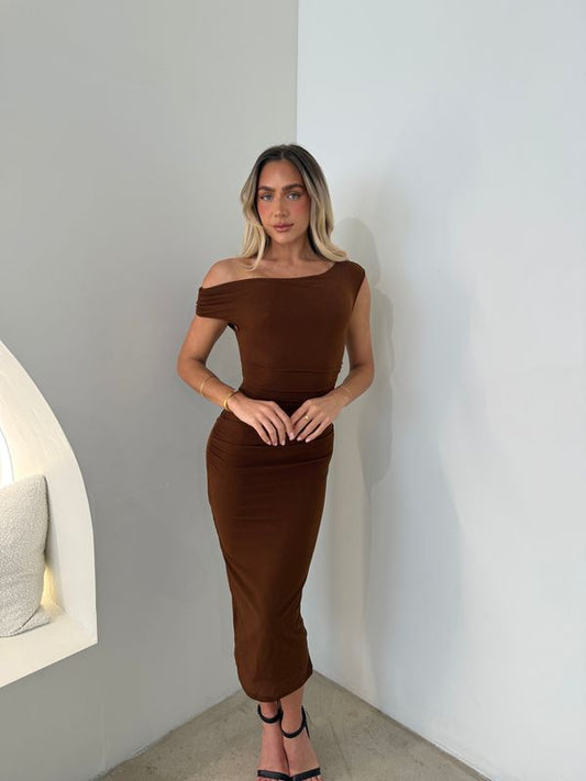 DENZIL DRESS - CHOCOLATE