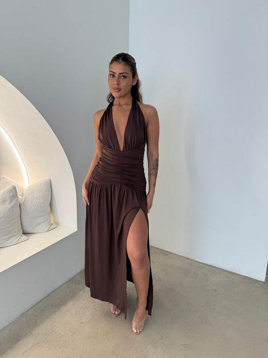 TIFFANY DRESS - CHOCOLATE