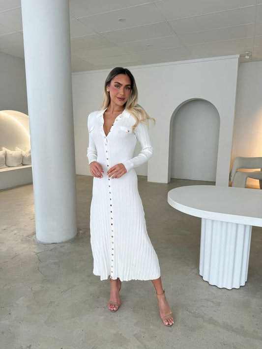 GRACE KNIT DRESS - WHITE