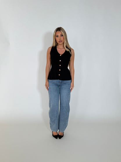 SCOTTIE KNIT TOP - BLACK