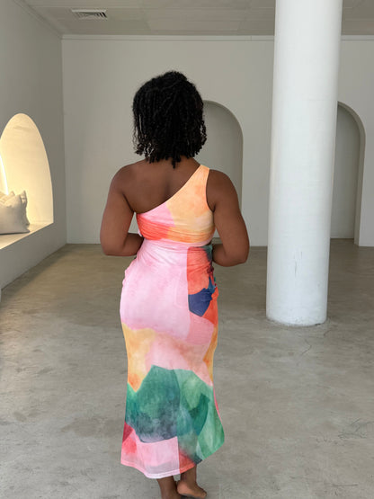 LIVY DRESS - ORANGE MULTI