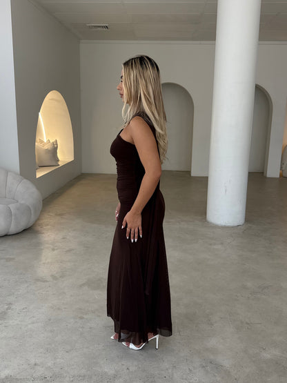 AMOS DRESS - CHOCOLATE