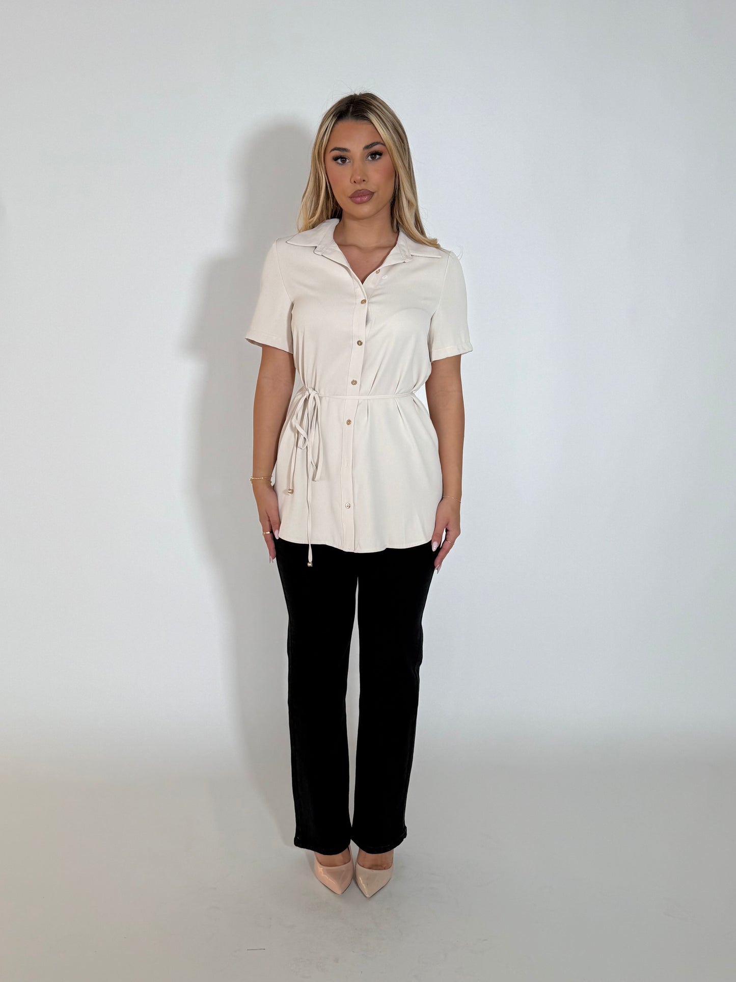 SANDRA TOP - BEIGE (SHORT SLEEVE)