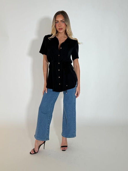 SANDRA TOP - BLACK (SHORT SLEEVE)