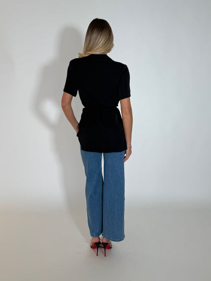 SANDRA TOP - BLACK (SHORT SLEEVE)
