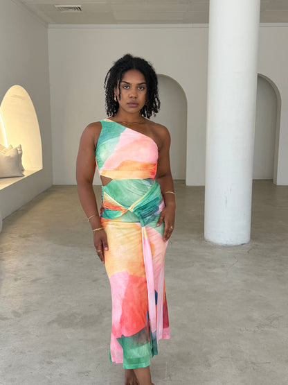 LIVY DRESS - ORANGE MULTI